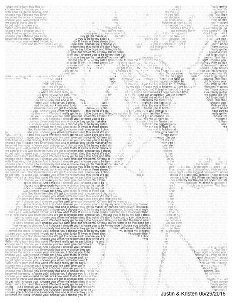 1st Anniversary First Dance Lyrics Wedding Vow Art Paper Anniversary Gift Wedding Song Lyric Photo Gift on Art Paper 8.5x11 image 1
