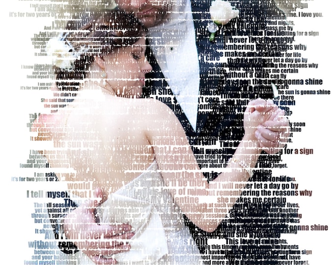 Custom Word Art Photo Gift Portrait On Canvas Wedding Vows Song Lyric Gift 20x24