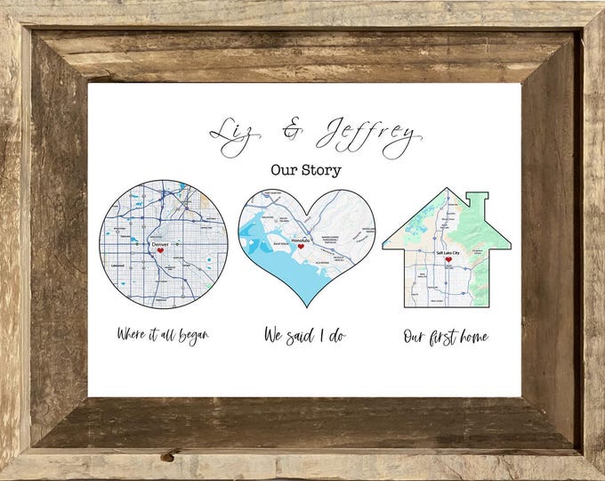 Where We Met Map, Personalized Couple Map Print - Engagement Map, Valentine's Day Gift Wedding Anniversary Gift