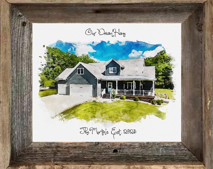 Housewarming Gift Watercolor Painting : First House Painting