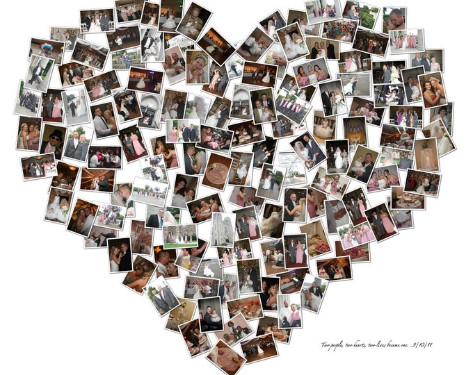 Heart Collage 2nd Anniversary Gift Cotton Anniversary Gift For Couple Gift For Boyfriend Gift For Girlfriend Mosaic Collage Photo Gift 20x24