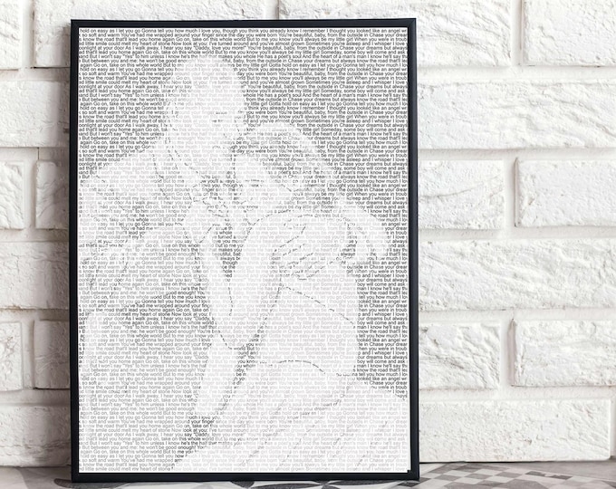 Personalized Father Daughter First Dance Lyrics Art: 1st Anniversary Paper Gift