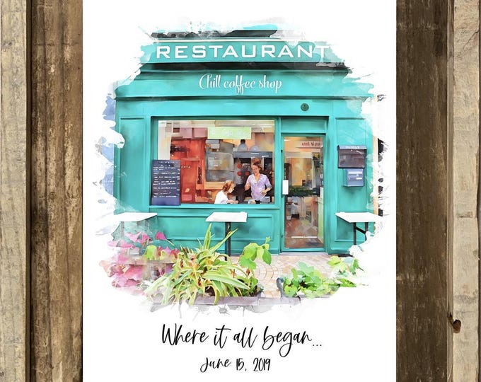 Watercolor Portrait First Date Drawing: Our First Date Painting