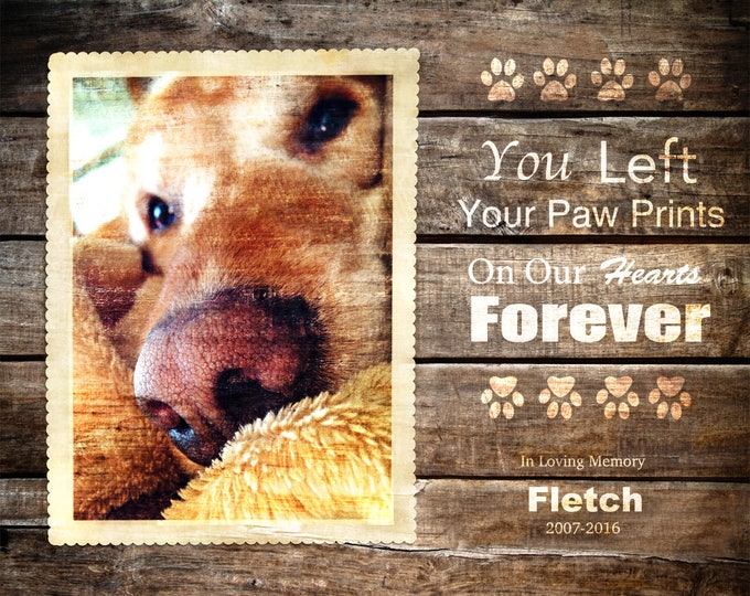 Pet Memorial Pet Remembrance REAL WOOD print Custom Gift Pet Dog Cat Kitten Horse from Your Photograph 16x20