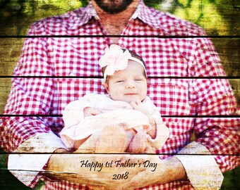 Personalisierter Fotodruck aus Holz - Rustikales Geschenk zum Vatertag