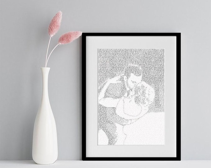 First Dance Lyrics Photo Art: 1st Anniversary Paper Gift (8.5x11)