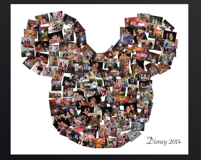 Custom Disney Photo Collage Canvas: Mickey Mouse Ears, Kids Room Decor, Anniversary Gift
