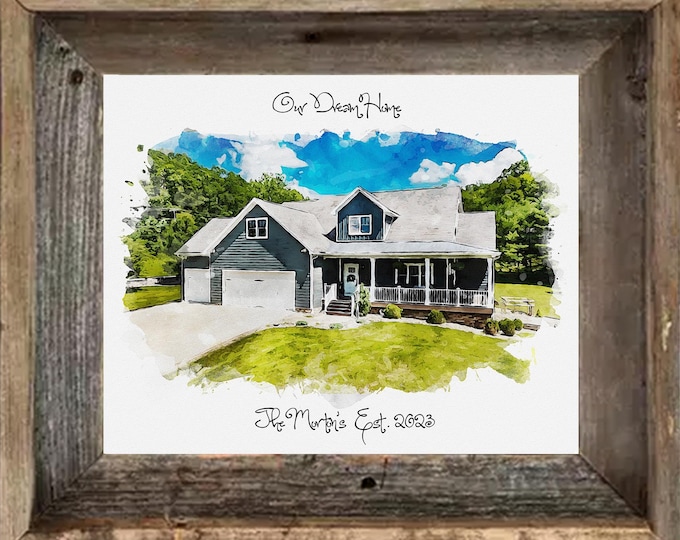 Housewarming Gift Watercolor Painting : First House Painting