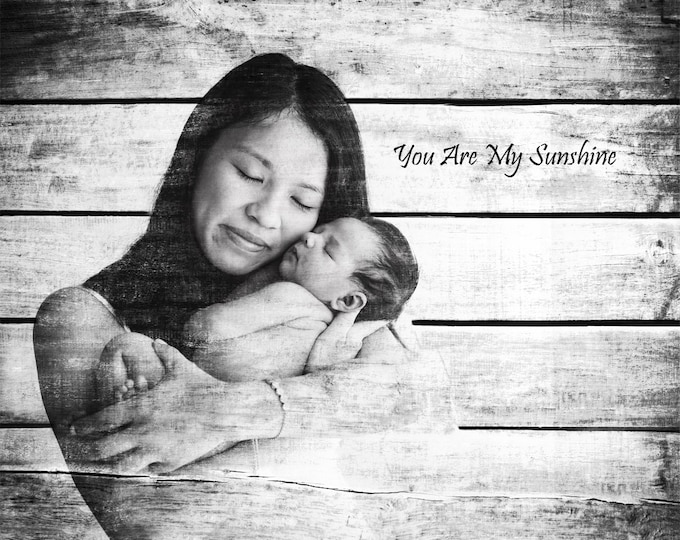 First Mothers Day Gift Mother Gift Mom Gift Gift From Daughter Gift From Son New Mom New Mother Wood Print Photo on Wood Nursery Decor