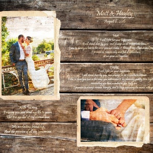 5th Anniversary Wood Print: First Dance Lyrics, Wedding Vows (16x20)