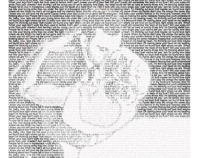 Personalized Song Lyrics Photo Art, Custom Wedding Anniversary Gift