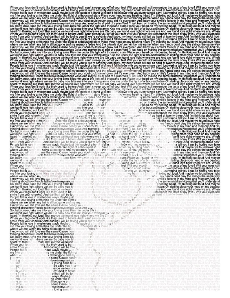 Personalisierte Erster Tanz Songtexte Kunst: Papiergeschenk zum 1. Jahrestag Bild 1