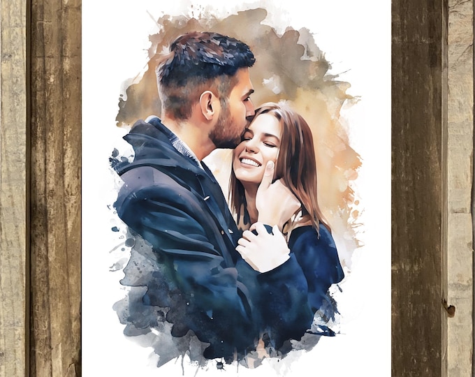 Custom Portrait Gift: Family Portrait,  Watercolor Painting