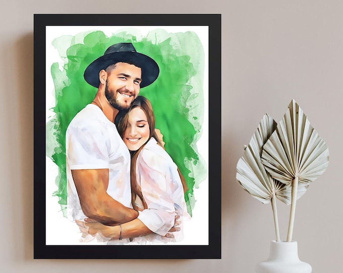 Custom Christmas Gift Family Portrait : Watercolor Painting