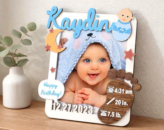 Personalized Wood & Acrylic Baby or Pet Frame