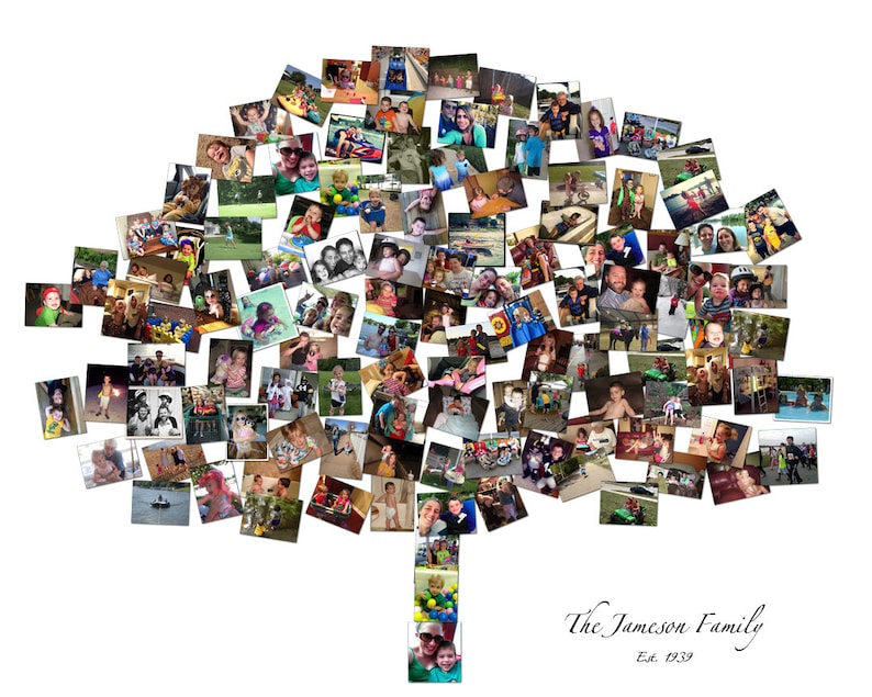 Family Tree Template Family Tree Maker Family Tree Wall Art Family Tree Art Wall Family Tree Mosaic Collage Picture Gift Wall Art 20x24 image 1