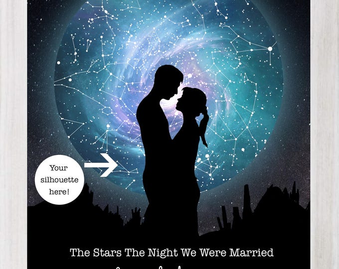 Stars The Night WeWere Marriedt Custom Star Map Print - Engagement Gift, Star Map By Date Anniversary Gift, Night Sky Print Personalised