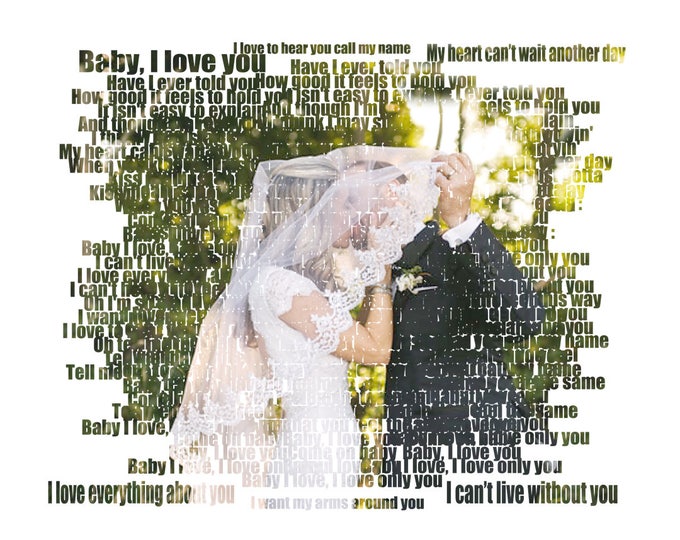 Word Art. Text Art. Custom Photo Gift Portrait On Canvas Wedding Vows Song Lyric Gift 16x20