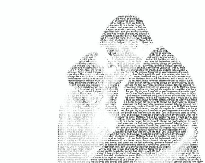 Custom Wedding Vows Art, Anniversary Gift (8x10 Print)