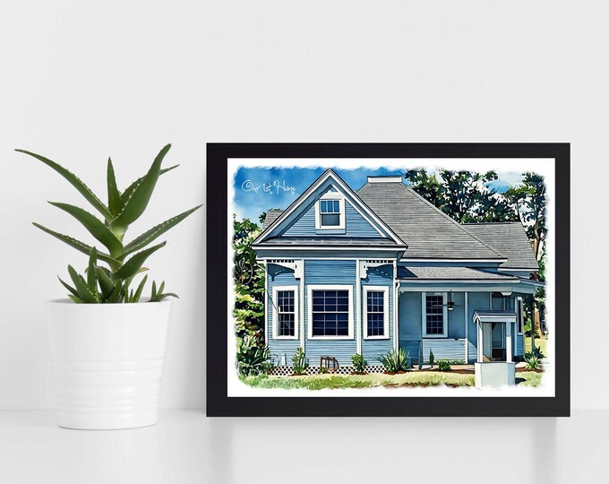 Custom Watercolor First House or Dream House Painting