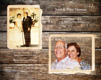 Personalisierte Holz Fotoabzug Geschenk zum 50th Jahrestag (16x20)