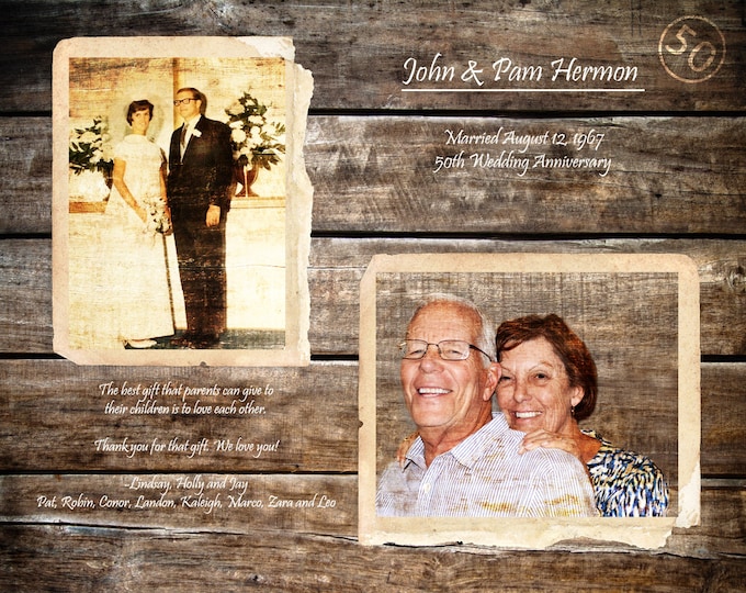 50th Anniversary Gift Parents Anniversary Gift 50 Years Of Marriage 50 Years Ago Gifts For Parents Golden Anniversary Home Decor 16x20