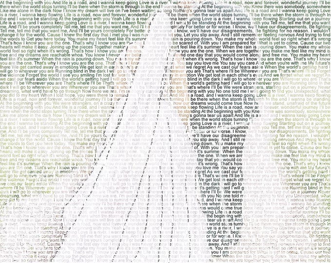 Custom First Dance Lyrics Art, 1st Anniversary Gift
