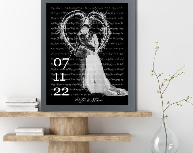 Personalized First Dance Lyrics Art: 1st Anniversary Paper Gift