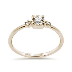 14K Gold Diamond Engagement Ring: Dainty Minimalist Promise Ring