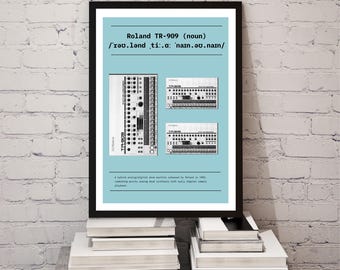 Roland TR-909 Drum Machine Art Print: Vintage Studio Decor (Digital Download A3/A4)
