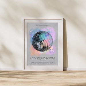 LCD Sound System Poster | 24th April 2010 Brixton Academy Concert Art Print | Disco Ball Design|  A3 & A4