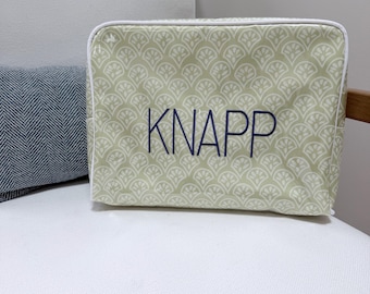 Embroidered Clear Coated Zipper Pouch- wipeable bag