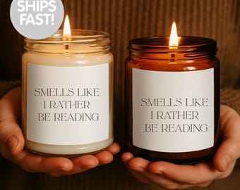 Smells Like I'd Rather Be Reading, Coconut Apricot Wax Candle, Relaxing Coconut Apricot Scent, Perfect for Book Lovers, Reading Time Bliss