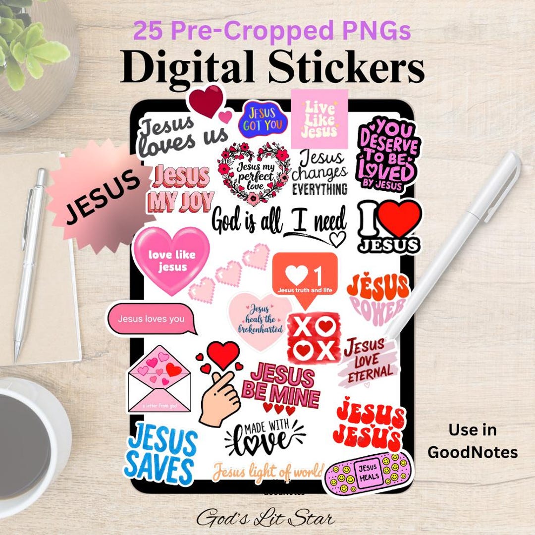 Digital Stickers for Journal Goodnotes Stickers Jesus Lover Notability ...