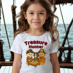 Pirate Cats Treasure Hunter Youth Shirt: Kids Adventure Tee