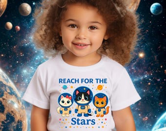 Astronaut Cat Toddler Shirt | Space Galaxy Tee for Kids | Cute Cosmic Explorer T-Shirt (Bella Canvas)