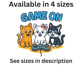 Game On Cat Sticker – Kawaii Gaming Cats Vinyl Decal for Laptops, Water Bottles & Kids