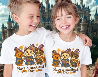 Wizard Cat Kids T-Shirt | Magical Fantasy Graphic Tee for Kids | Cute Cat Lover Shirt