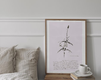 Mary Anning Plesiosaur Fossil Sketch Minimalist Poster Pink - 5 Sizes, 3 Frames or Frameless, Nature Art