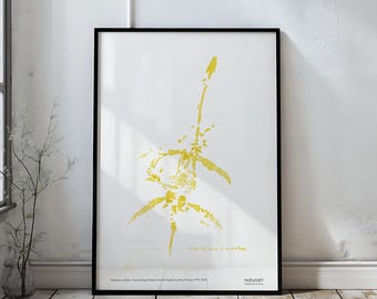 Mary Anning Plesiosaur Fossil Sketch Minimalist Poster Yellow - 5 Sizes, 3 Frames or Frameless, Nature Art