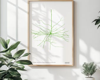 Santiago Ramón y Cajal Neuron Sketch Minimalist Poster Green - 5 Sizes, 3 Frames or Frameless, Nature Art