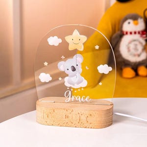 Custom Name Night Light for Kids – Animal-Themed Acrylic Lamp, Baby Gift, Nursery Decor, Toddler Bedroom, Birthday or Shower Gift
