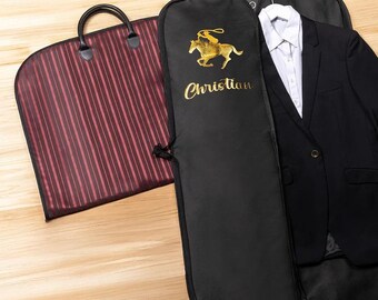 Bolsa de ropa ecuestre con nombre personalizado, impermeable, con asa de cuero, accesorio de viaje para jinetes.