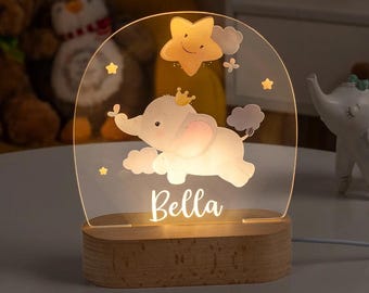 Personalized Animal Night Light with Name – Custom Acrylic Nursery Lamp, Baby Shower Gift, Kids Room Decor, Newborn Birthday Present