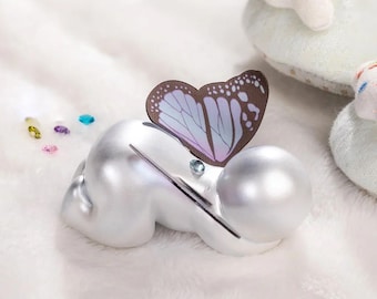 Custom Birthstone Baby Memorial Statue with Angel or Butterfly Wings, Sympathy Gift for Pregnancy or Infant Loss, Wishing Star Keepsake