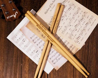 Personalized Engraved Maple Drum Sticks 5A/2B, Custom Name Drumsticks for Drummers, Laser Engraved Gift for Musicians & Bands