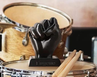 Soporte personalizado para baquetas con forma de mano de rock – Exhibidor/montaje en pared para baquetas impreso en 3D, soporte para gesto de Fausto, decoración para sala de música, regalo para baterista