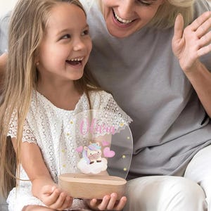 Personalized Animal Night Light with Name, Custom Acrylic LED Nursery Lamp for Kids Room Decor, Baby Shower or Birthday Gift