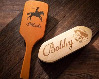 Custom Engraved Horse Brush with Name or Text, Personalized Grooming Brush, Gift for Horse Owner, Equestrian, Rider or Pony Lover