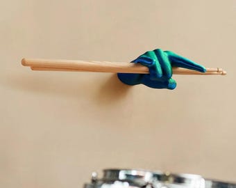 Soporte personalizado para baquetas – Soporte de pared/mano de rock o faust impreso en 3D a medida, estante para baquetas, regalo para bateristas y músicos